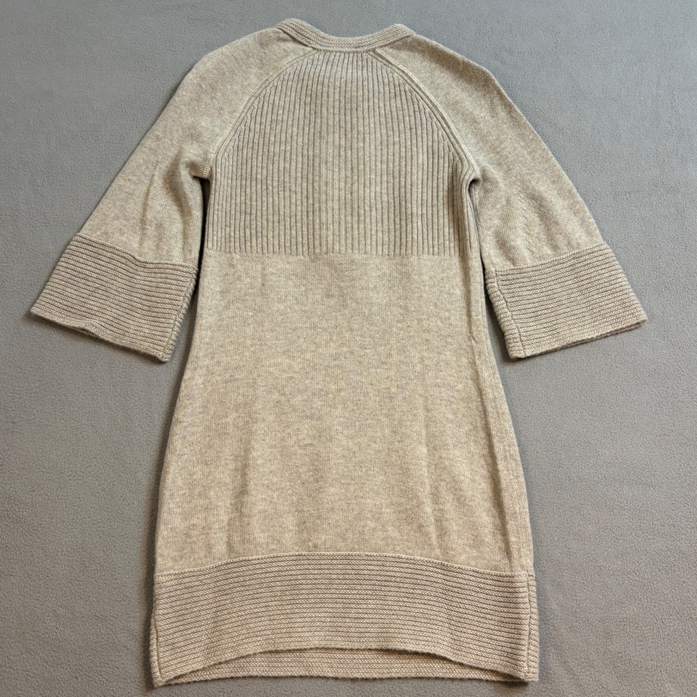 Armani Exchange Wool Cashmere Blend Quarter Zip Sweater Dress Beige Womens XS - Picture 3 of 8